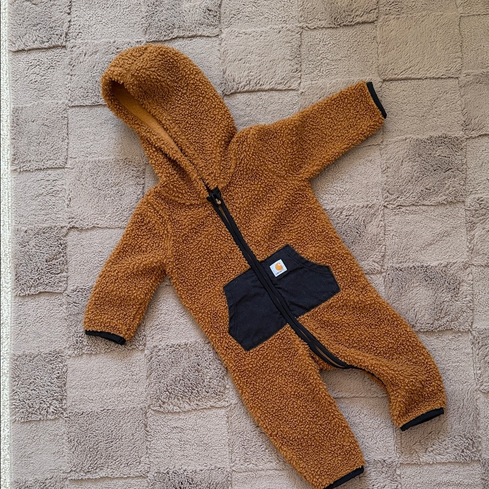 Carhartt Brown and Black Kids Hooded Footie